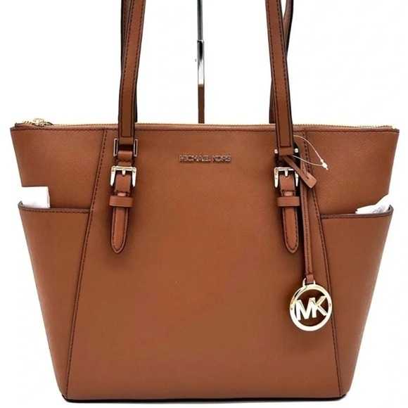 Michael Kors Large Charlotte Tote Bag Luggage Brown - Picture 2 of 12